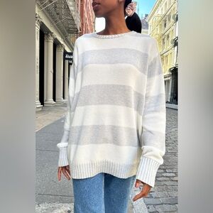 BRANDY MELVILLE: 100% Cotton “Brianna” Stripe Sweater *SZ. OS (WHITE-LT.GREY)